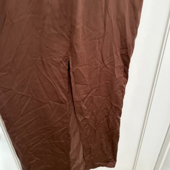 NWT Reformation Frankie Silk Maxi Dress SZ 4 Cafe Brown Center Back Slit - Picture 5 of 10